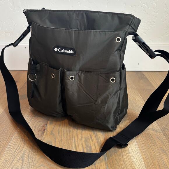 Columbia Nylon Messenger Crossbody Utility Diaper Bag Adjustable Olive Green - Picture 1 of 11